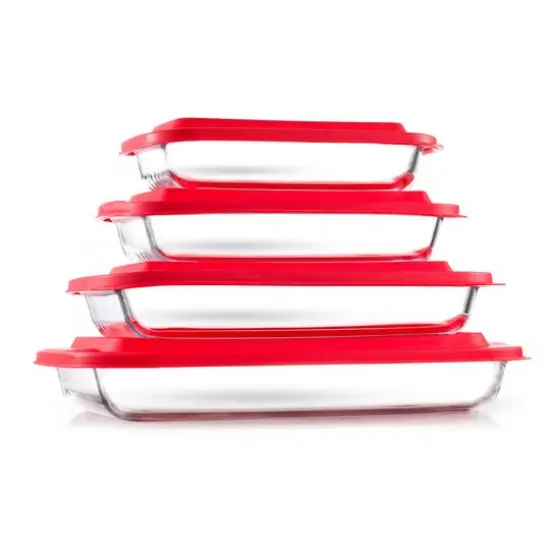 JoyJolt&reg; Red Glass Bakeware Containers Set {1}