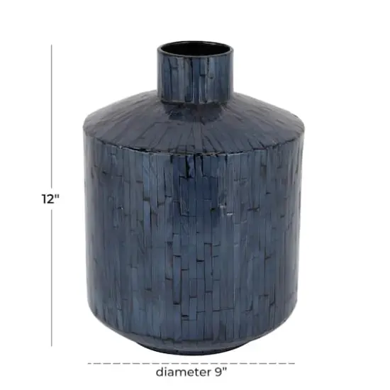 Blue Shell Contemporary Vase, 9" x 9" x 9" {7}