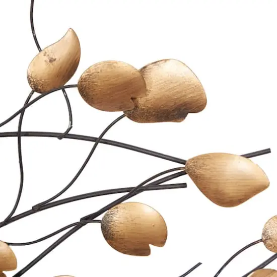 Gold Metal Contemporary Leaves Wall Decoration {3}