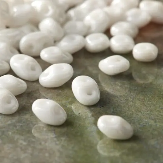Superduo Two-Hole Czech Glass Beads Luster White {3}
