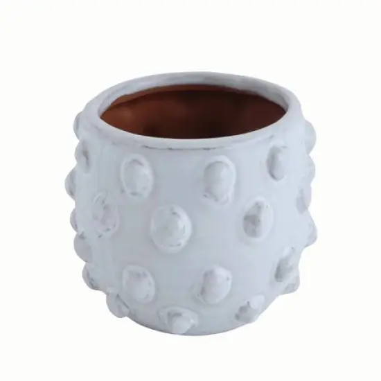Hello Honey&reg; 5.5" White Bubbled Design Terra Cotta Planter {3}