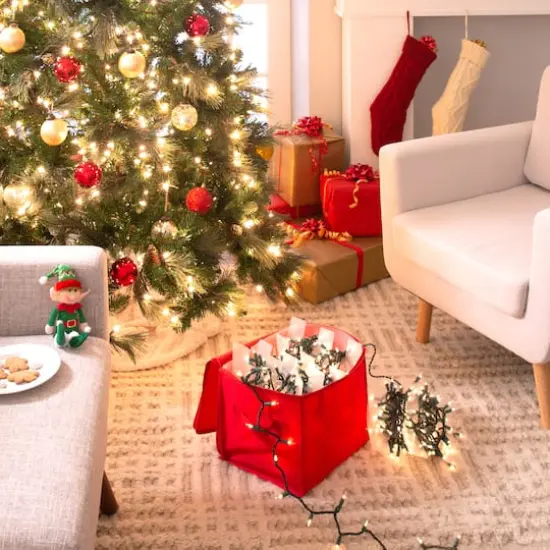 Simplify Red Stackable Christmas Tree Light Organizer Box {9}