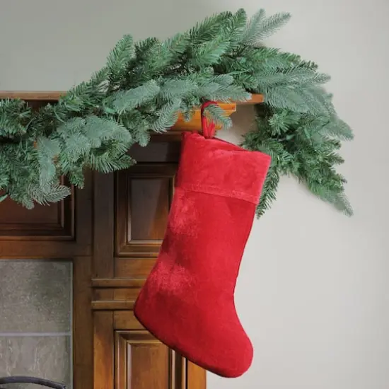 19" Traditional Velvet Christmas Stocking, Red {3}