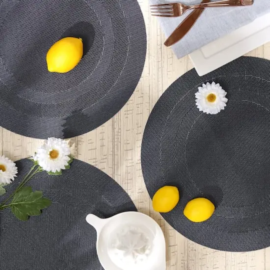 DII&reg; Round Double Frame Placemats, 6ct. Stonewash Blue {5}