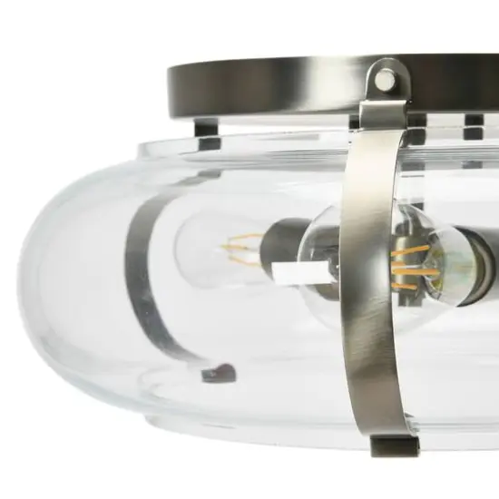 Hello Honey&reg; Robert Stevenson Lighting Alston 16" Antique Nickel Glass & Metal Flush Mount Ceiling Light {7}