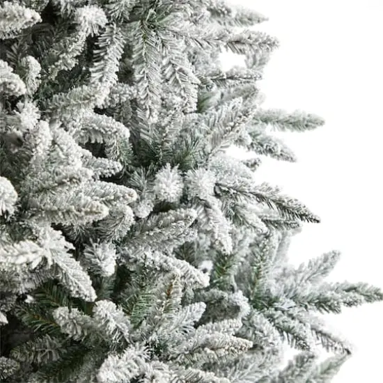 8ft. Pre-Lit Flocked West Virginia Spruce Artificial Christmas Tree, Clear Lights {6}