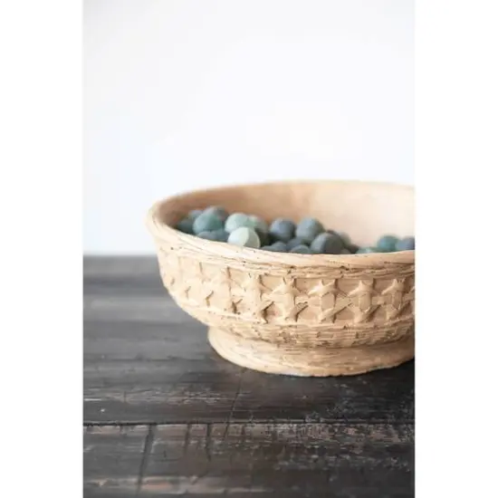 4" Decorative Debossed Cement Bowl Planter with Woven Design {3}