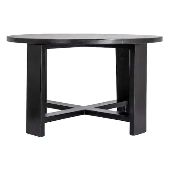 Hello Honey&reg; Elegant Acacia Trestle Round Coffee Table Black {3}