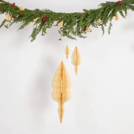 Hello Honey&reg; Cream Honeycomb Finial Paper Ornament Set {5}