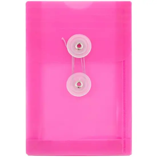JAM Paper 4.25" x 6.25" Plastic Button & String Tie Closure Envelopes, 12ct. Fuchsia Pink {1}