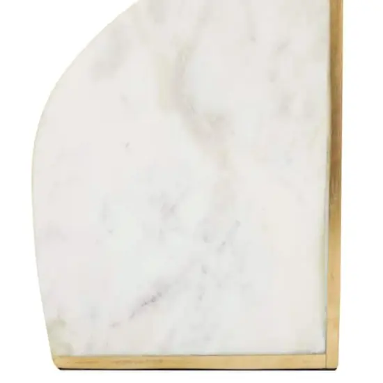 CosmoLiving by Cosmopolitan White Marble Glam Bookends, 6" x 4" x 2" {5}