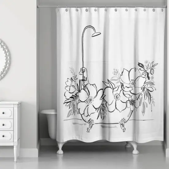 Soft Floral Bathtub 71" x 74" Shower Curtain {3}