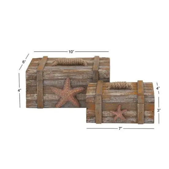 Brown Wood Coastal with Starfish Box Set {6}