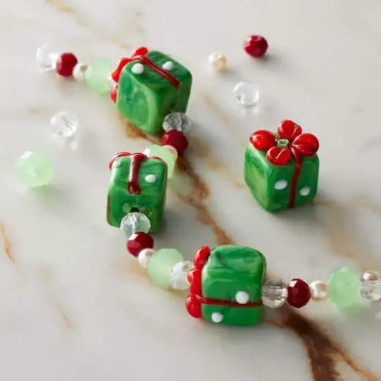 Green Gift Box Lampwork Glass Bead Mix by Bead Landing&trade; {3}