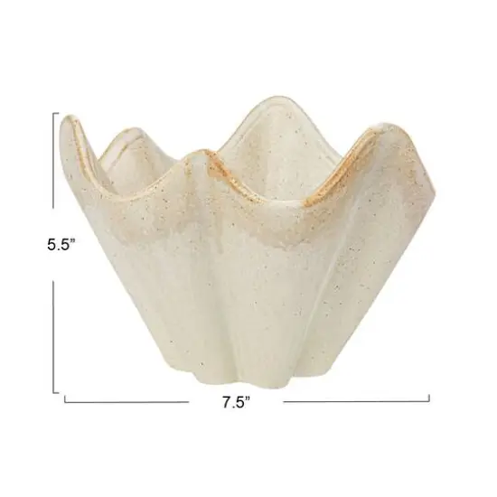 Hello Honey&reg; 7.5" Cream Reactive Glaze Round Stoneware Ruffled Bowl {8}