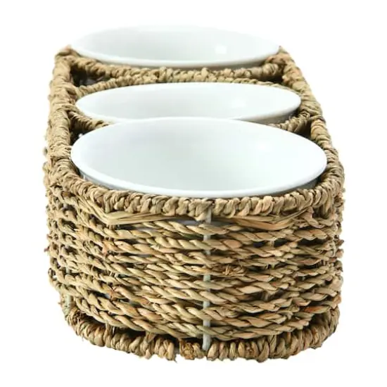 Hello Honey&reg; Hand-Woven Seagrass Basket & Ceramic Bowls Set {5}
