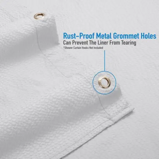 Bath Bliss White Microfiber Soft Touch Seersucker Design Shower Curtain Liner {4}