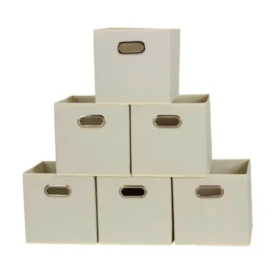 6 Pack Household Essentials 11" Fabric Storage Bins White {1}