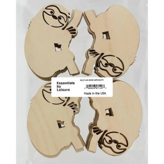 Essentials by Leisure Arts 24 Pack 2.13" x 3.25" Sloth Flat Wood Shape {1}