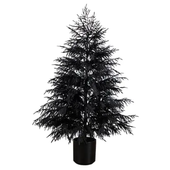6ft. Artificial Halloween Real Touch Black Norfolk Pine Christmas Tree with Natural Look {1}