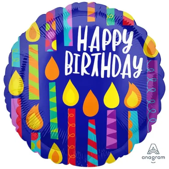 28" Multicolor Happy Birthday Candles Foil Balloon {1}