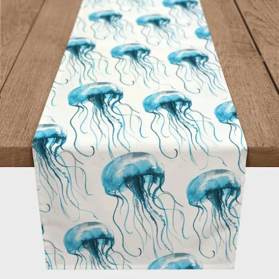 Jellyfish Outdoor Table Runner Light Blue {4}