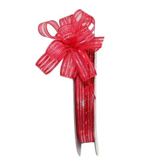JAM Paper 3/8" x 25yd. Perfect Pull Bow Ribbon Red and Silver {1}