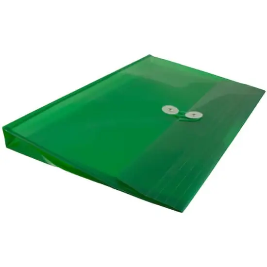 JAM Paper 9.75" x 14.5" Button & String Tie Closure Plastic Envelopes, 12ct. Green {6}
