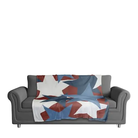 Red, White & Blue Star Pattern Coral Fleece Blanket {4}