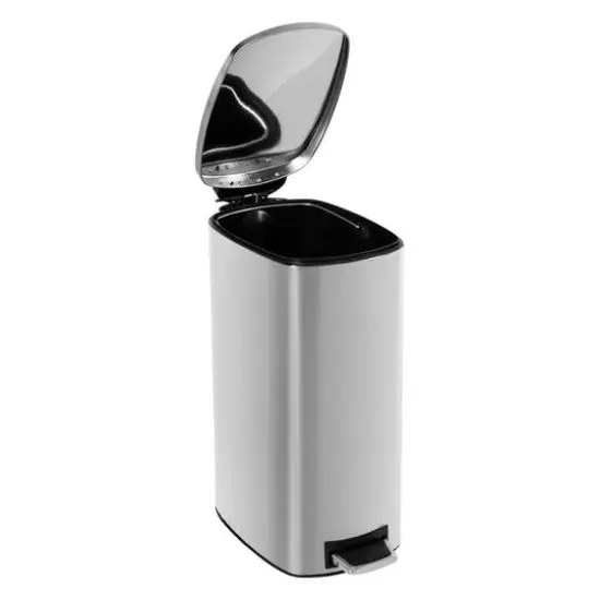 40L Tall Slim Stainless Steel Step Trash Can With Lid {4}
