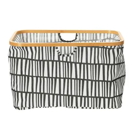 Household Essentials Krush Bamboo Rimmed Basket Black {6}