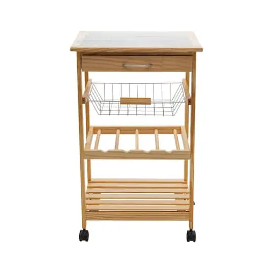 Organize It All Rolling Kitchen Cart with Ceramic Countertop {8}