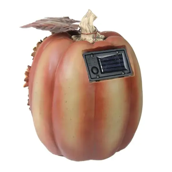 7.75" Brown & Red LED Floral Pumpkin Tabletop D&eacute;cor {3}