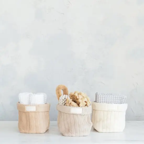 Hello Honey® 8" Countryside Charm Quilted Cotton Folding Basket Set {4}