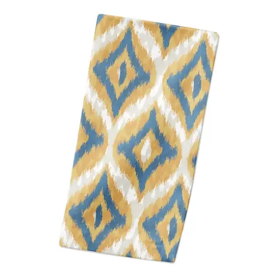 Blue and Yellow Ikat 10" x 10" Cotton Twill Napkin {3}