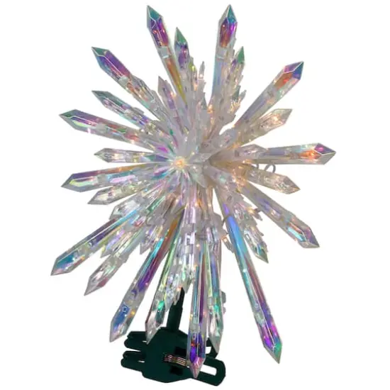 14" Lighted Iridescent Icicle Christmas Tree Topper, Clear Lights {4}