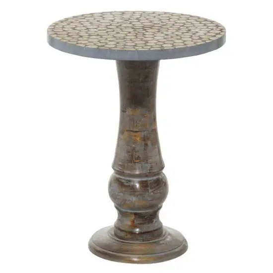 18" Gray Rustic Mango Wood Accent Table {4}