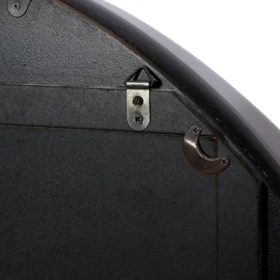 32" Brown Wood Industrial Round Wall Mirror {7}