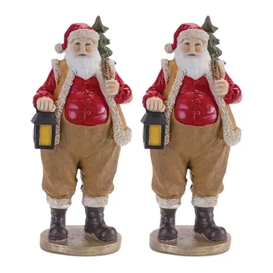 9.5" Farmer Santa with Lantern Figurines, 2ct. {1}