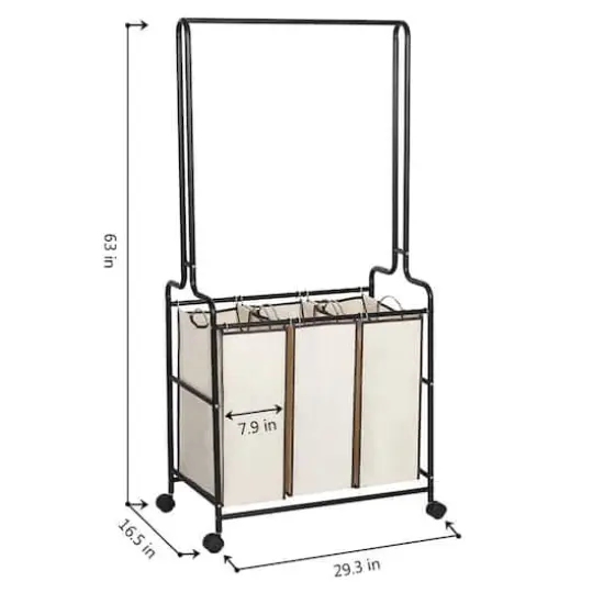 Brown Heavy Duty Laundry Sorters Cart {3}