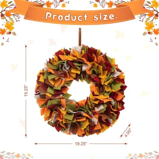 Glitzhome&reg; 19.25" Fall Multicolor Felt Wreath {9}
