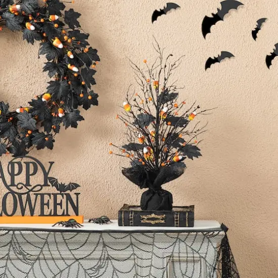 Glitzhome® 21" Lighted Halloween Candy Corn Berries Table Tree {3}