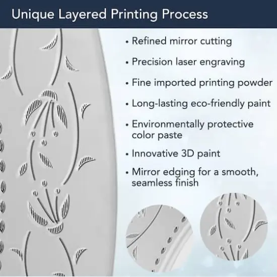 Head West Frosted Etched Tile Framed Oval Wall Vanity Mirror - 23" x 29" {4}