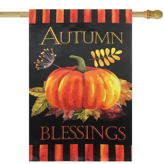 40" Autumn Blessings & Pumpkin Garden Flag {3}