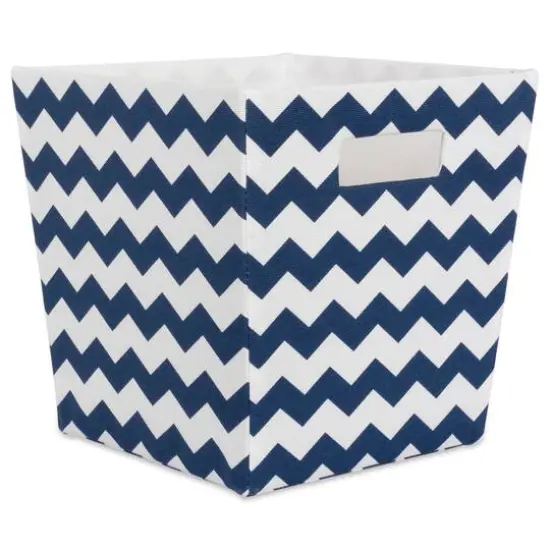 DII® 11" Trapezoid Polyester Chevron Storage Bin Nautical Blue {1}