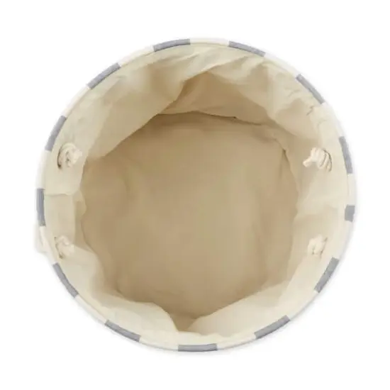 DII&reg; Large Round Off White/Navy Buffalo Check Polyester Bin {3}