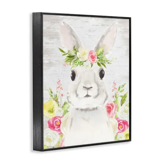 Stupell Industries Rustic Easter Bunny Flower Crown Spring Bouquet Framed Giclee Art Black {4}