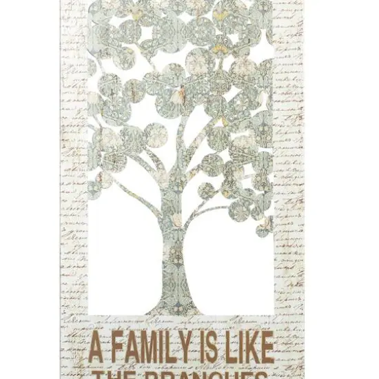 Beige Farmhouse Tree Metal Wall Decor, 36" x 12" {5}