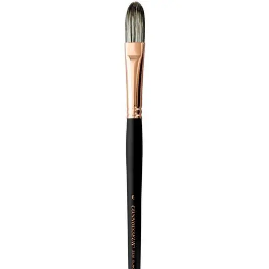Connoisseur&reg; Black & White Hog Bristle Long Handle Filbert Brush {4}