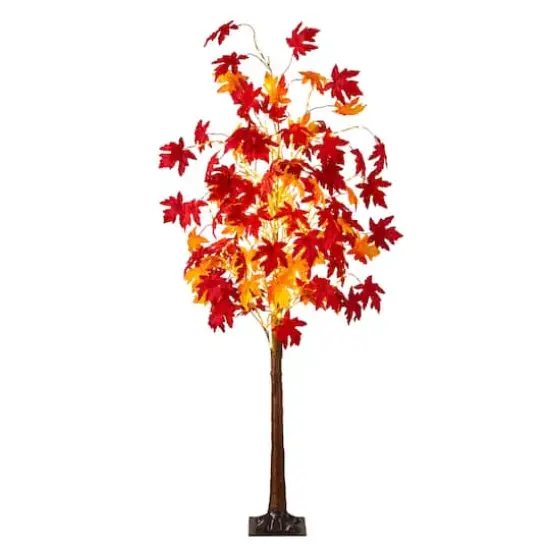 6ft. Pre-Lit Autumn Weeping Maple Artificial Fall Tree with 300 Warm White LED Lights {1}